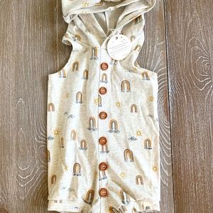 Lulu & Roo Hooded rainbow romper sz 12-18 mo